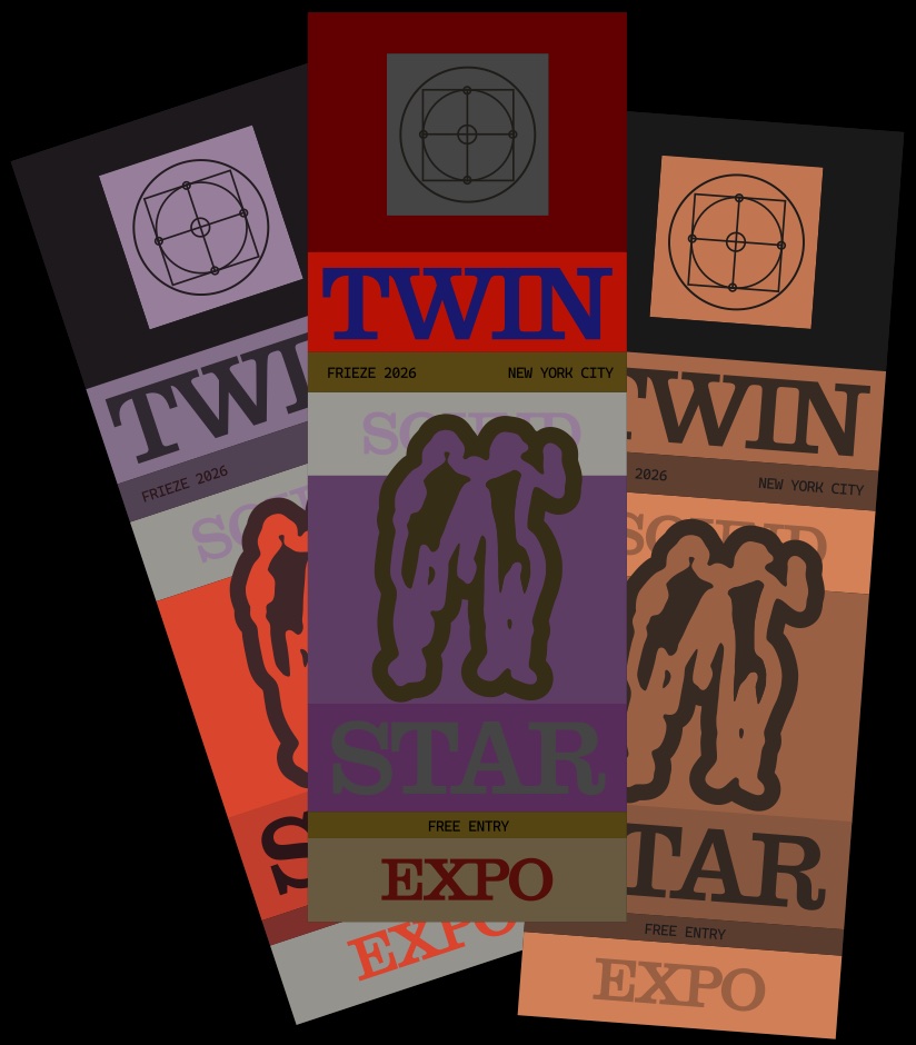 Three fanned Twin Star Sound Expo tickets in different color pairings